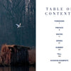 A photo from "Kent Island Waterscapes" by Schiffer Publishing, Ltd. shows white birds over a misty lake with reeds, a wooden hut, a blue heron, and the moon—perfect for any Chesapeake Bay coffee table book.