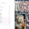 On the left, the table of contents from Dried Flower Love by Schiffer Publishing, Ltd.; on the right, three images: floral headbands, a dried flower bouquet in a vase, and two wreaths—offering inspiration for home décor.