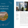 A book chapter page titled "In Search of Scandinavia" from Nordic Hands by Schiffer Publishing, Ltd., shows a round photo of a coastal village with mountains, plus images of a modern church, fjord, and Nordic crafts on the right page.
