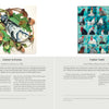 A two-page spread from *Stitched Journeys with Birds* by Schiffer Publishing, Ltd.: Sarah Suplina's bird-inspired fabric art appears left, Timna Tarr's quilt-like avian patterns right, each with artist bios below the images.