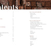 A two-page table of contents for "Weaving with Wire" by Schiffer Publishing, Ltd., lists sections, chapters, and page numbers in black text. The left page shows woven baskets and wire in warm brown tones as the background.