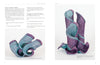 Two woven wire textile sculptures in turquoise and purple spiral forms are displayed on a white background, illustrating techniques from "Weaving with Wire" by Schiffer Publishing, Ltd.