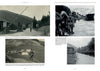 A collage from "Zollgrenzschutz" by Schiffer Publishing, Ltd. depicts black-and-white photos of soldiers at mountain border crossings, with guard posts, barriers, and patrols on scenic roads, likely from the 1930s-1940s.
