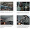 Six images from Schiffer Publishing, Ltd.’s “F-15 Eagle” capture close-up museum views of the aircraft’s missiles, engines, landing gear, and weapon mounts, each with detailed captions on a white background—ideal for aviation enthusiasts.