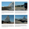 Four photos highlight the F-15 Eagle by Schiffer Publishing, Ltd.: the left wingtip with ECM pod, M61A1 Vulcan cannon port, left vertical fin with squadron markings, and right fuselage—perfect for aviation enthusiasts.