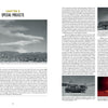 A two-page book spread in "Dreamland" by Schiffer Publishing, Ltd. shows black-and-white photos of nuclear tests, vehicles, and deserts near Groom Lake, with the chapter "Special Projects" and text on historical events and aviation technology.