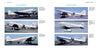 A collage of six vintage Douglas DC-3 aircraft, each shown in distinct liveries with captions about their airline operators and paint schemes—a Schiffer Publishing, Ltd. tribute to aviation history.