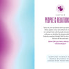 An open copy of "This or That - Game in a Book" by Schiffer Publishing, Ltd. displays Chapter 9: People & Relationships with a heart icon. The right page discusses relationship dynamics; the left shows a pink and purple gradient background.