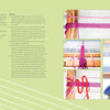 Step-by-step guide to using guide strings in weaving, featuring pink and purple yarns on a wooden loom, with instructions for creating handwoven passementerie. From Schiffer Publishing, Ltd.—perfect for decorative textile crafts on a light yellow background.