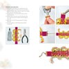 An instructional page from Schiffer Publishing, Ltd.'s Passementerie shows how to make a colorful woven bracelet with wavy edges using glue, pliers, a chain clasp, and multicolored yarn. Step-by-step photos and the finished bracelet are included.