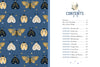 The left page of Secret Diary Society All About Me by Schiffer Publishing, Ltd. has a blue background with yellow, white, and black moth and star patterns; the right side shows the journal's table of contents on life, gratitude, emotions, dreams & reflections.
