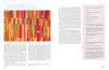 The Cumulative Cloth, Dry Techniques by Schiffer Publishing, Ltd. features a vibrant abstract textile with red, orange, yellow, and pink strips. Text on the right includes a Piecing Supply Checklist and detailed instructions.