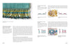 A close-up of turquoise beaded fringe, step-by-step embroidery diagrams, and instructions for sewing bugle beads are featured in Schiffer Publishing's "The Cumulative Cloth, Dry Techniques," with photos and illustrations for custom fabric methods.