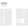 An open book from Schiffer Publishing’s “Atlas of Lost Paradises” shows pages with the title “INVEREWE GARDENS—Fashioning a Garden of Eden out of Nothing,” clear serif headings, text, and a pull quote on page 23 evoking paradise.