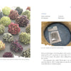 A book spread from "Marvelous Mopheads" by Schiffer Publishing, Ltd. displays colorful mophead hydrangeas on trays, wreath-making supplies, and step-by-step photos and instructions to inspire home gardeners creating hydrangea wreaths.