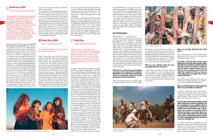 A newspaper featuring people discussing post-apocalyptic films and sharing "World Gone Wild, Restocked and Reloaded 2nd Edition" by Schiffer Publishing, Ltd. as their apocalypse movie guide.