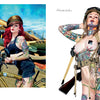 In Schiffer Publishing, Ltd.'s "Alvarado's Military Pin-Ups," two tattooed women channel vintage pin-up style; the redhead in a military hat stands by a classic plane while the blonde in aviator gear flaunts tattoos on arms and torso.