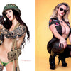 Alvarado's Military Pin-Ups by Schiffer Publishing, Ltd. showcases classic pin-up art: women in military-inspired outfits—one with helmet, gun, and tattoos; another in a patched jumpsuit and heels—set against bold yellow backgrounds.