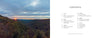 A sunset view of the Central Appalachian mountains' lush valley contrasts with a contents page from "The Central Appalachians" by Schiffer Publishing, Ltd., showcasing the area's rich biodiversity through stunning nature photography.