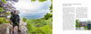 A bearded older male hiker with a large backpack stands on a rocky overlook in the Central Appalachians; inset: Appalachian Trail sign at Springer Mountain, Georgia. Product: The Central Appalachians by Schiffer Publishing, Ltd.