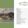Beside a painting of steamboats and riverboats under a partly cloudy sky, the table of contents for "The Boats of Summer, Volume 1" by Schiffer Publishing, Ltd. evokes the era of Hudson River excursion boats amidst green hills.