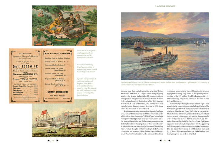 The Boats of Summer, Volume 1 by Schiffer Publishing, Ltd. features 19th-century Hudson River scenes—excursion boats, picnics, vintage tickets—plus detailed paragraphs on maritime history.