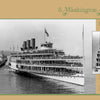 A black-and-white photo from "The Boats of Summer, Volume 2" by Schiffer Publishing, Ltd. shows the paddle steamer Washington Irving full of passengers near a dock; inset highlights its flag-adorned “1913” label.