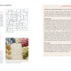 A spread from Schiffer Publishing, Ltd.’s "Intermediate & Advanced Punch Needle Rug Hooking" displays a heart-shaped pattern with instructions, thread tips, and planning advice. The right page offers Amy’s notes on complex punch needle projects.