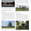 A page from "Core Bushcraft" by Schiffer Publishing, Ltd. shows photos of forests, trees, and water with text on bushcraft skills like tree orientation and direction clues in boreal forests. Page 199 appears at the bottom.