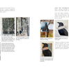 Two pages from Explorations with Collage! by Schiffer Publishing, Ltd. feature Wen Redmond's mixed-media art and step-by-step tutorials for collages using printed transparencies, birds, and trees—each stage shown with descriptive text and labeled photos.