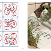 On the left is Schiffer Publishing, Ltd.'s "Vintage French Needlework" featuring red and blue floral calligraphy; on the right, a white cloth with green embroidered letters sits in a basket with herbs and greenery.
