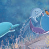 In "Splish, Splash! First to Last" by Schiffer Publishing, Ltd., a dolphin calls to sea creatures in nets to introduce ordinal numbers, with swaying sea plants and left-side text—an ideal scene for an engaging picture book.