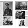A two-page spread from Schiffer Publishing’s "11th Waffen-SS Freiwilligen Panzergrenadier Division 'Nordland'" presents WWII black-and-white photos—portraits, group shots, combat scenes—with detailed captions and military history columns.