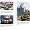 A collage of historical images displays M60 Tanks—lined up at ports, loaded and unloaded by cranes, and dockside—providing an ideal US Cold War MBT logistics reference. Product: M60 Tank by Schiffer Publishing, Ltd.