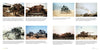 A collage of eight archival photos from Schiffer Publishing, Ltd. showcases the M60 Tank in desert settings—shown in combat, undergoing repairs, destroyed, or abandoned—offering an excellent military vehicle reference with visible smoke and explosions in some images.