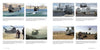 A six-photo collage showcases the CH-47 Chinook by Schiffer Publishing, Ltd. in action—flying, landing, loading, and assisting troops in varied settings like water, airfields, and deserts, with captions for each scene.