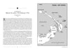 A spread from South Pacific Air War by Schiffer Publishing, Ltd. shows text about Rabaul in the New Guinea campaign on the left and a black-and-white map of northeastern New Guinea, New Britain, and nearby islands, highlighting Rabaul and Kavieng, on the right.