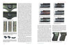 A magazine spread features close-ups of pistol grip styles, detailing grooves and textures, and explains each ČZ handgun, including the Czech vz. 50 and vz. 70, from "The ČZ Models 50 and 70" by Schiffer Publishing, Ltd.