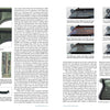 A magazine spread features close-ups of pistol grip styles, detailing grooves and textures, and explains each ČZ handgun, including the Czech vz. 50 and vz. 70, from "The ČZ Models 50 and 70" by Schiffer Publishing, Ltd.