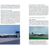 A De Havilland DH.106 Comet, the first commercial jet airliner, waits at an airport gate with a stairway as another plane taxis and vehicles move under a partly cloudy sky in this Schiffer Publishing, Ltd. illustrated history scene.