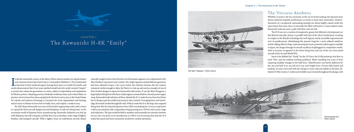 In Schiffer Publishing, Ltd.'s "Great Maritime Patrol Aircraft of the World," a two-page spread discusses the Kawanishi H8K “Emily,” featuring text and two B&W photos: one on water, another being serviced on land by crew.