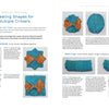 Swatch Critters from the Pin Loom by Schiffer Publishing, Ltd. offers step-by-step photos for making rounded bodies and basic legs for stuffed animals from teal and orange woven squares, with close-ups of hands working on each piece.