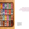 Pick-Up Bandweaving Designs by Schiffer Publishing, Ltd. features colorful, intricately woven bands with unique Baltic-style geometric patterns, neatly arranged to showcase a vibrant mix of colors and textures.