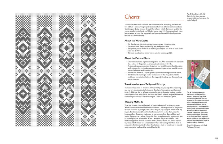 A close-up of Pick-Up Bandweaving Designs by Schiffer Publishing, Ltd., inspired by Baltic-style patterns—ideal for weavers seeking unique pattern charts.