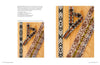 Two handwoven sashes with geometric designs in black, white, and brown lay on wood. Their diamond and floral patterns highlight traditional styles featured in Pick-Up Bandweaving Designs by Schiffer Publishing, Ltd.