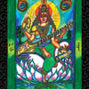 The Vedic Tarot by Schiffer Publishing, Ltd. features an Empress card showing a four-armed goddess on a white swan among lotuses, holding a veena, prayer beads, and scroll, with peacock feathers and a glowing halo behind her.