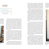 A two-page magazine spread highlights "Marking Time with Fabric and Thread" by Schiffer Publishing, Ltd., featuring a story on tapestry weaving, a large photo of Tommye Scanlin at her loom, and a striking image of her geometric fiber art.
