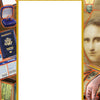 Colorful collage for Schiffer Publishing, Ltd.'s Frame This Oracle: passport, solar panels, lightbulb, oracle-like face, hand with soil, books, hand turning a dial—all centered on a bold white box labeled START.