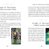 A book spread from Schiffer Publishing, Ltd.'s The Animystic Tarot features vivid illustrations and descriptions of the Page of Pentacles (upright and reversed) and Knight of Pentacles cards.