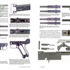 Two pages from "ERMA: Erfurter Maschinenfabrik, 1924–2003, Vol. 2" by Schiffer Publishing, Ltd. display technical diagrams and labeled images of German small arms with detailed captions and a compact specifications table.